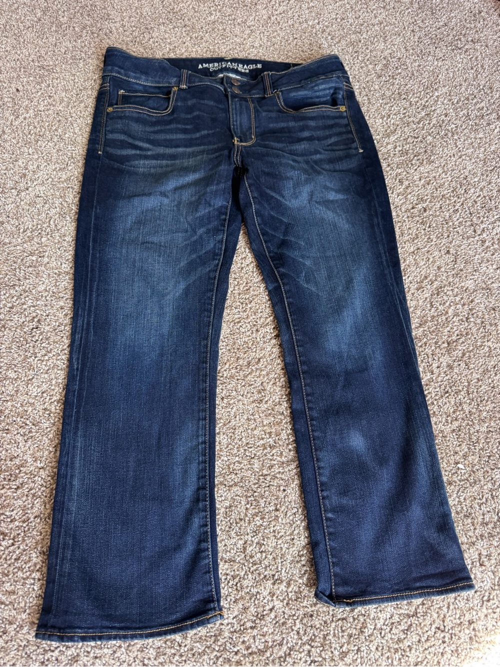 AE Women’s Dark Blue Boot Cut Jeans artist crop